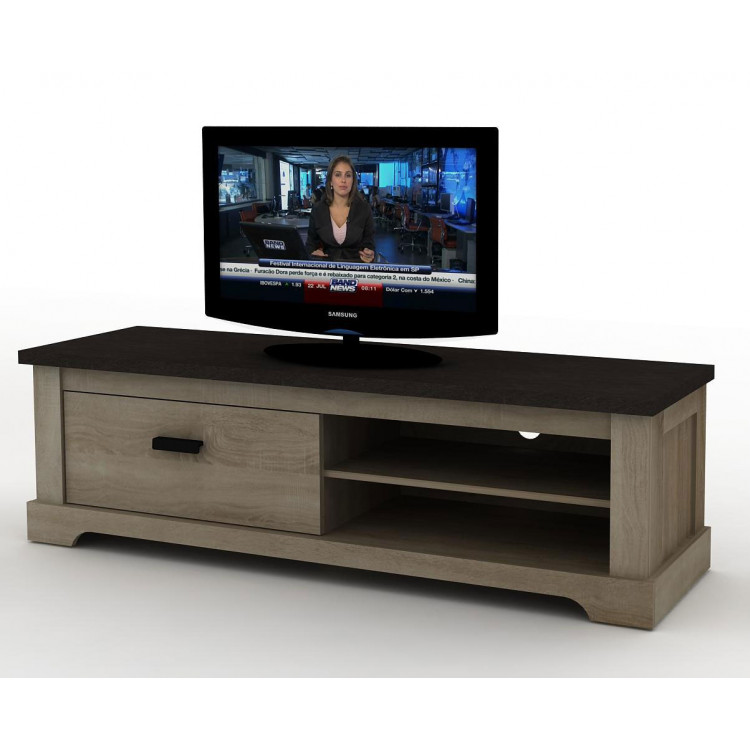 Meuble TV contemporain chjêne gris/pierre Wally