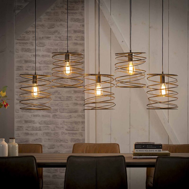 Suspension industrielle en métal noir 5 lampes Olivia Matelpro
