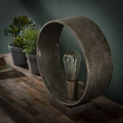 Lampe de table industrielle ronde en métal argenté Maelle