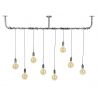 Suspension industrielle en métal argenté 8 lampes Julien