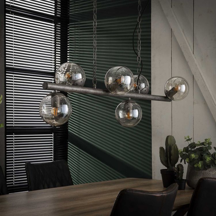 Suspension vintage en métal argenté 6 lampes Haylie