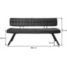 Banc vintage en PU noir 150 cm Emile