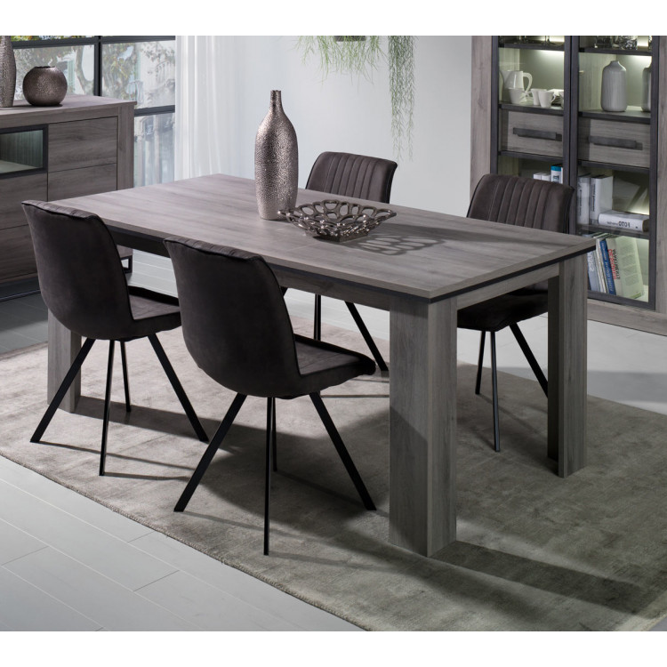 Table de salle à manger contemporaine chêne gris Chloe | Matelpro