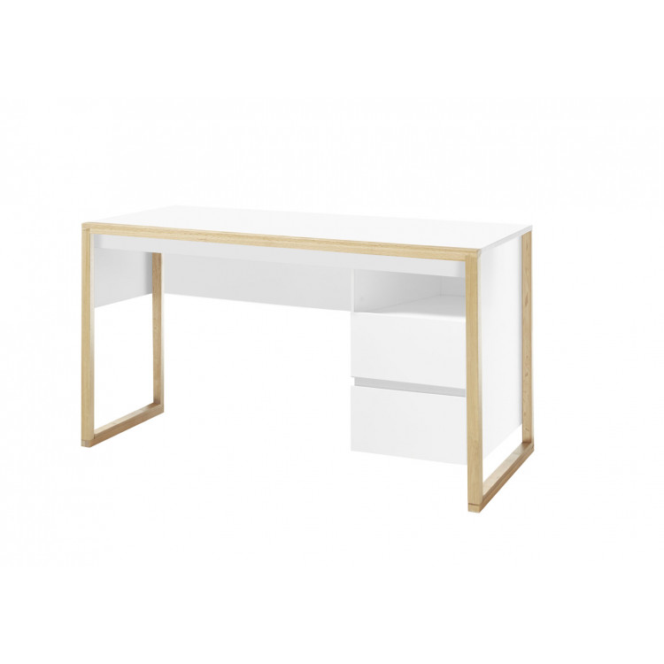 Bureau droit scandinave blanc/chêne Flavien