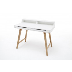 Bureau droit scandinave blanc/chêne Tiffany