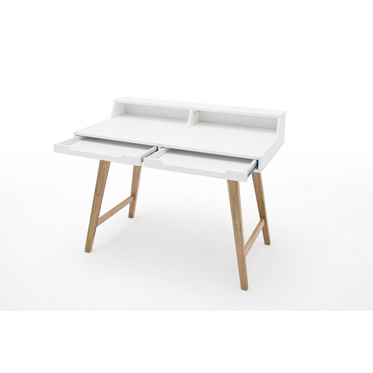 Bureau droit scandinave blanc/chêne Tiffany