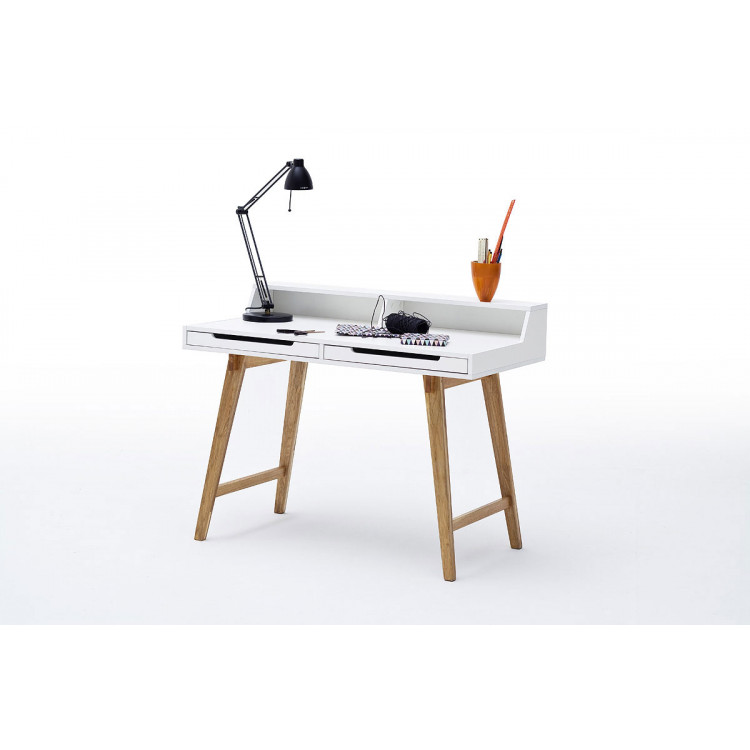 Bureau droit scandinave blanc/chêne Tiffany