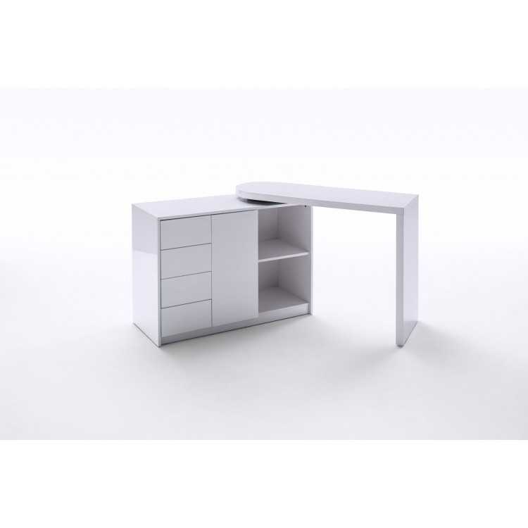 Bureau moderne modulable laqué blanc brillant Mateo