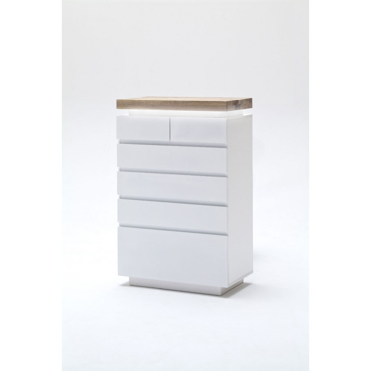 Meuble de rangement moderne 73 cm blanc/chêne Jordy