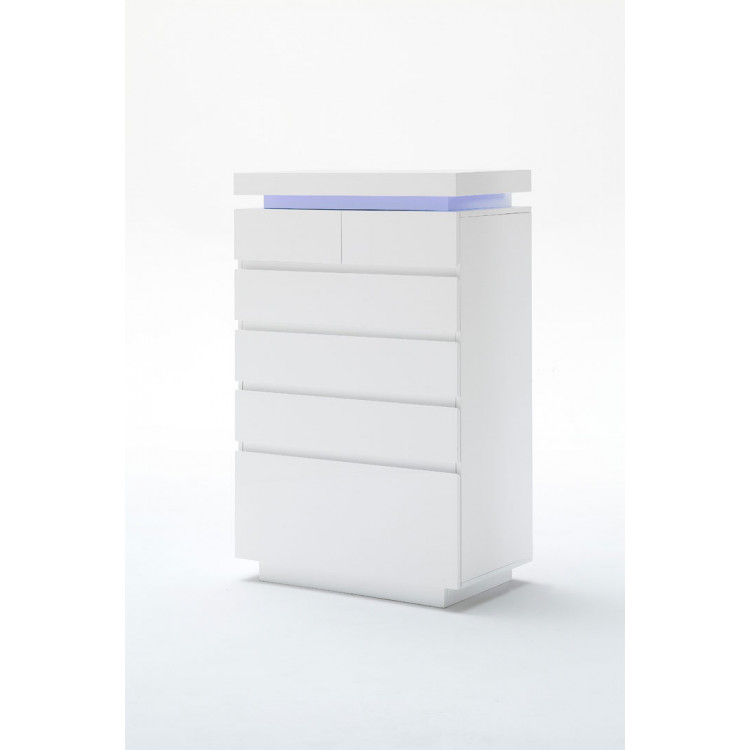 Meuble de rangement moderne 73 cm laqué blanc brillant Atlantide