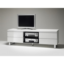 Meuble TV moderne blanc laqué Rodney
