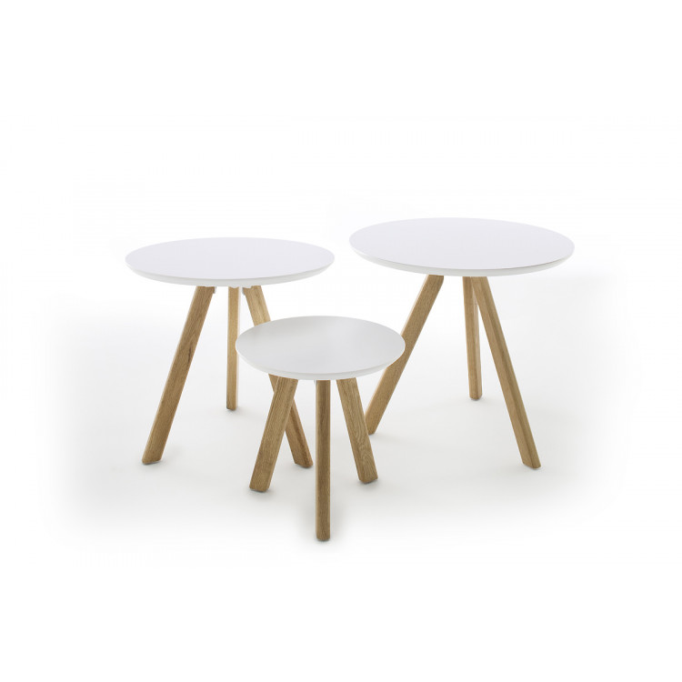 Tables basses scandinaves blanc/chêne (lot de 3) Magma