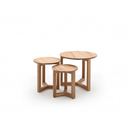 Tables basses style nature en chêne massif (lot de 3) Henderson