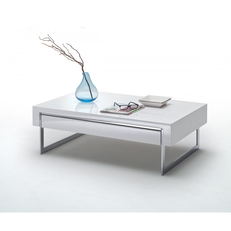 Table basse moderne blanc laqué Samourai