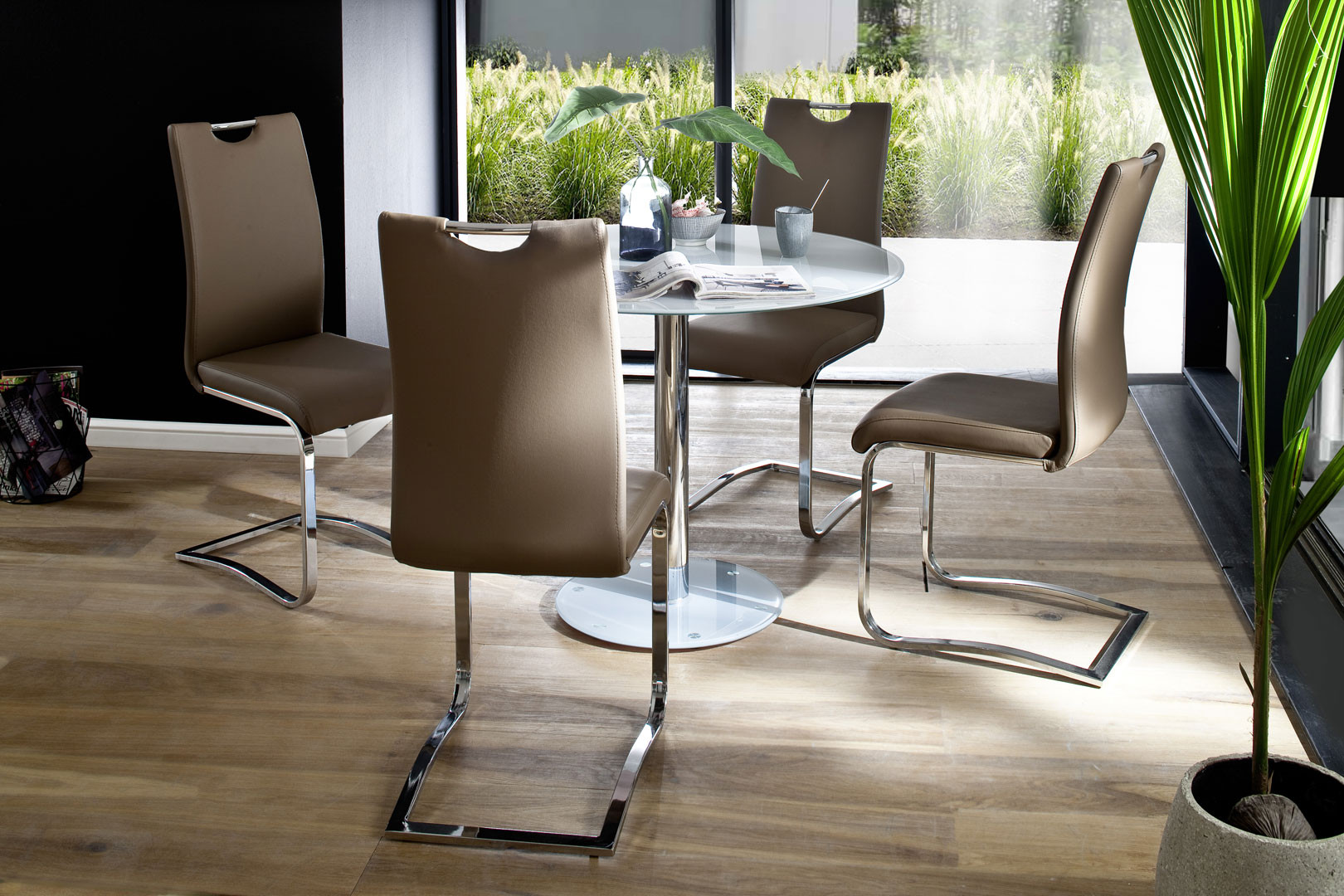 Table Ronde Moderne Table à manger ronde moderne en verre Gabriella