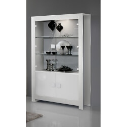 Vitrine 2 portes design laquée blanche Alba