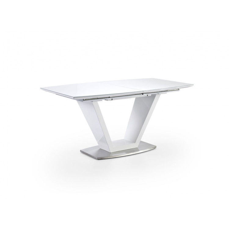 Table de salle à manger extensible moderne blanc laqué Belem Table de salle à manger extensible moderne blanc laqué Belem