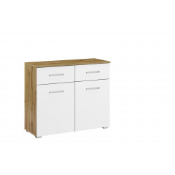 Commode moderne 93 cm chêne/blanc Guadeloupe