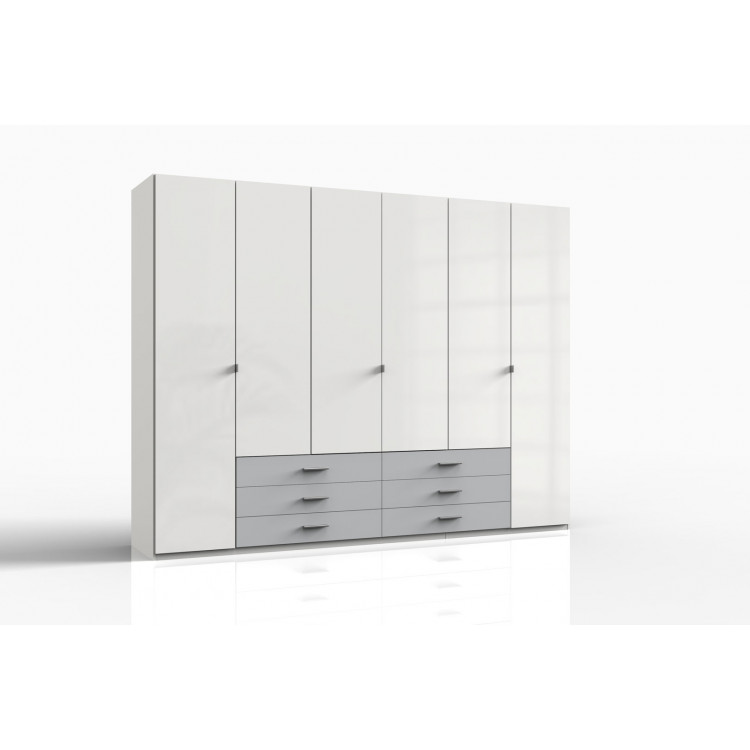 Armoire adulte contemporaine 273 cm blanc cassé/gris clair Shalma