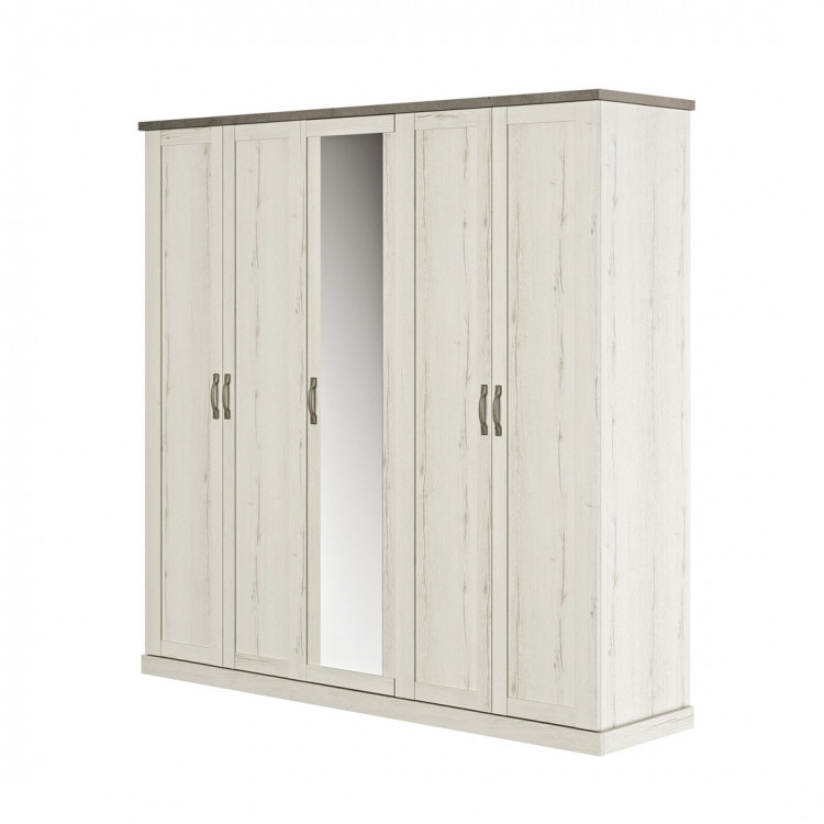 Armoire style campagne chêne blanchi/béton 230 cm Avoriaz