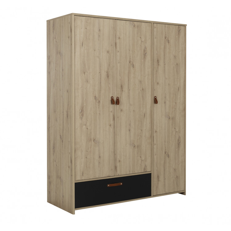 Armoire enfant moderne 152 cm chêne/noir Tanzania