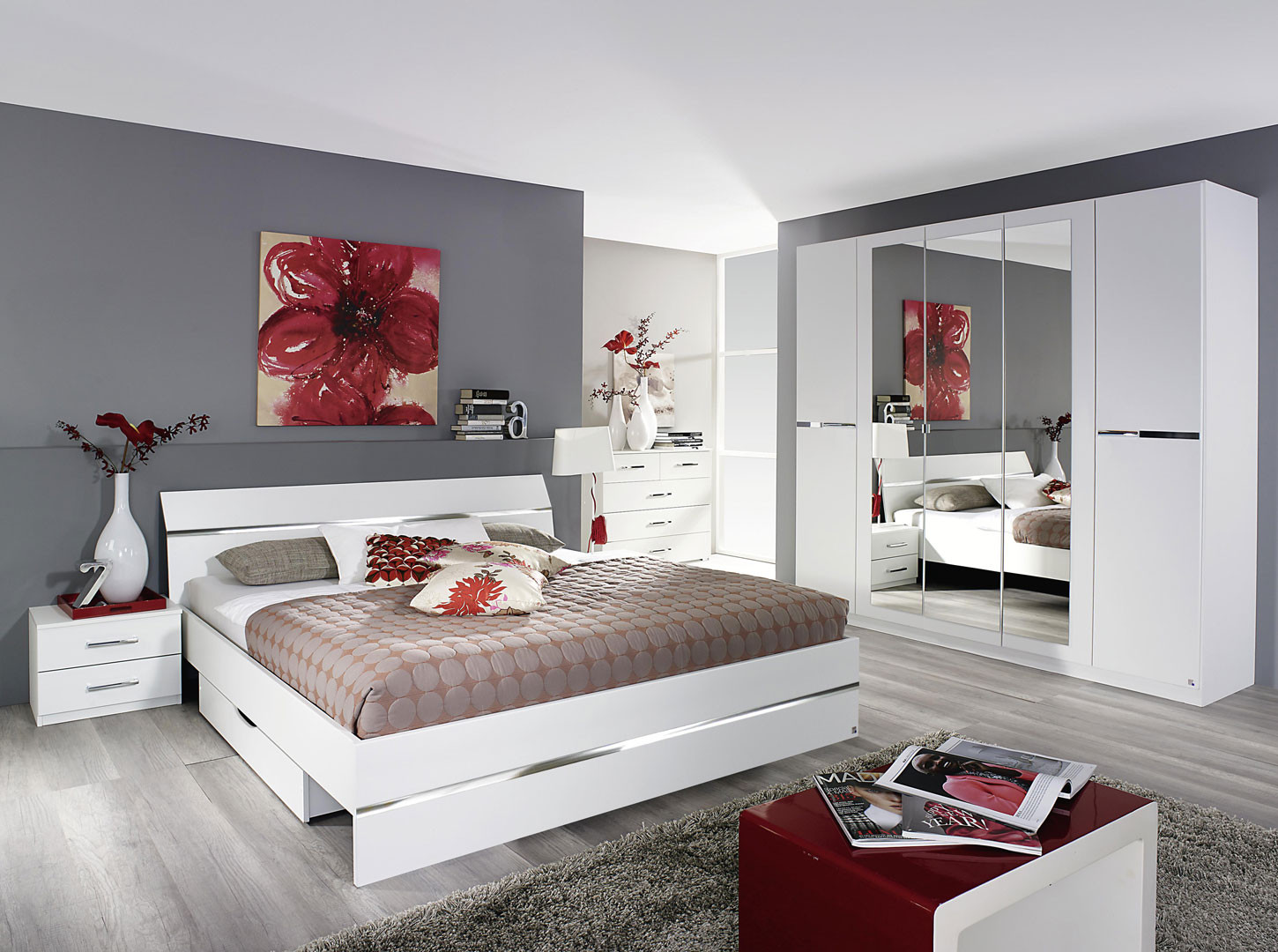 Chambre adulte contemporaine blanche Doroty