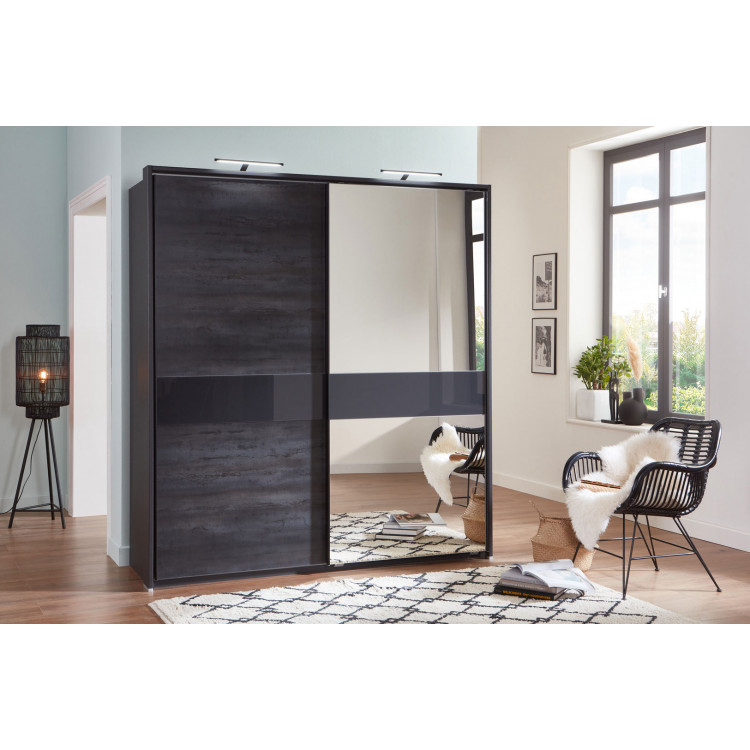 Armoire adulte moderne anthracite/verre gris Cologne