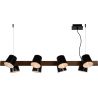 Suspension contemporaine 8 lampes bois et métal Hortense