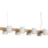 Suspension contemporaine 8 lampes bois et métal Hortense