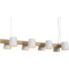 Suspension contemporaine 8 lampes bois et métal Hortense