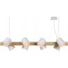 Suspension contemporaine 8 lampes bois et métal Hortense