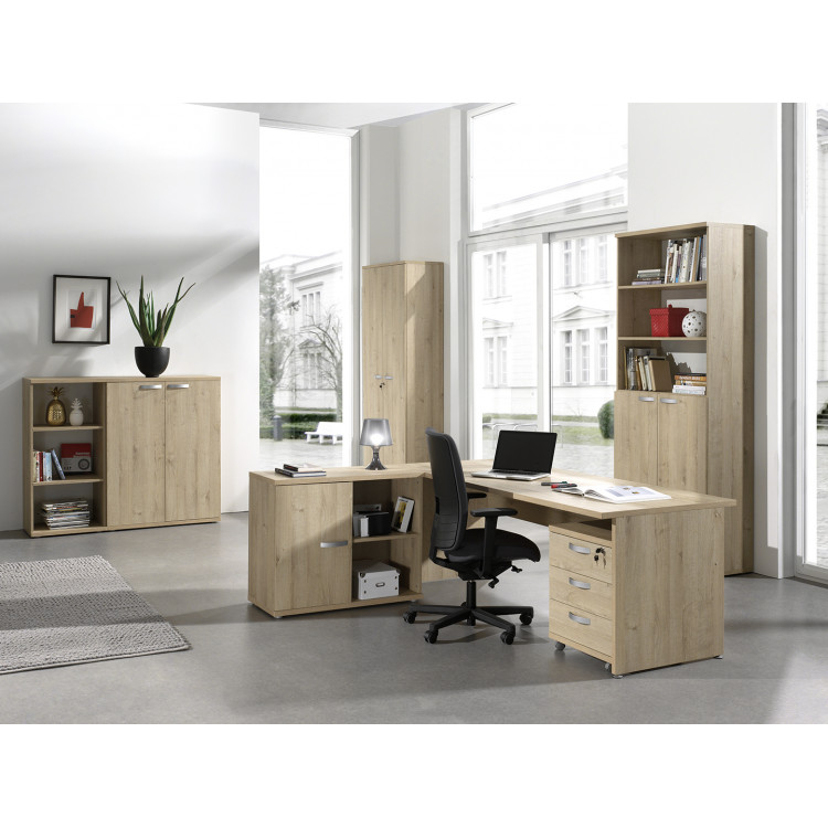 Ensemble de bureau contemporain chêne clair Lania