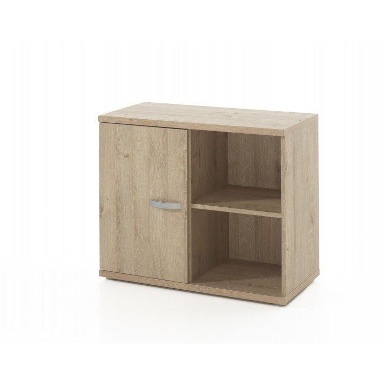 Armoire de bureau combinée contemporaine H 73 cm chêne clair Lania