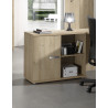 Armoire de bureau combinée contemporaine H 73 cm chêne clair Lania