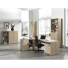 Armoire de bureau combinée contemporaine H 73 cm chêne clair Lania