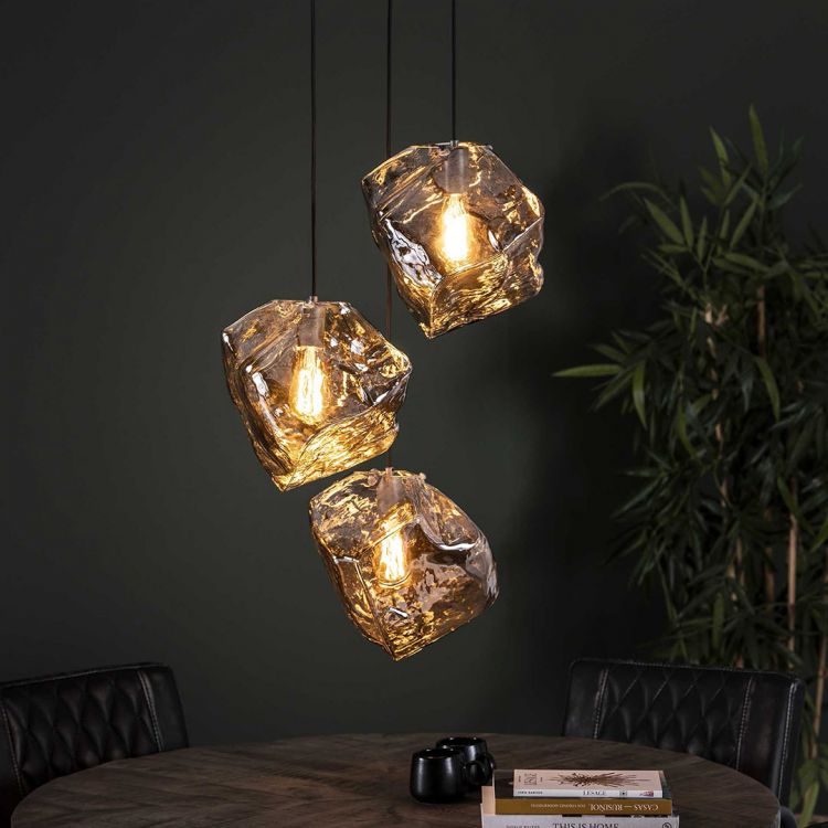 Suspension contemporaine en verre souflé 3 lampes Jack