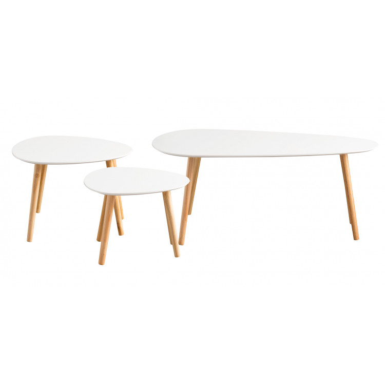 Table basse scandinave chêne/blanc (lot de 3) Mehnir