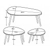 Table basse scandinave chêne/blanc (lot de 3) Mehnir