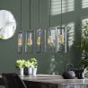 Suspension industrielle 5 lampes en métal argenté Baptiste