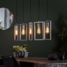 Suspension industrielle 5 lampes en métal argenté Baptiste