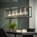 Suspension industrielle en métal argenté 5 lampes Baptiste