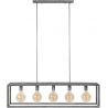 Suspension industrielle en métal argenté 5 lampes Baptiste