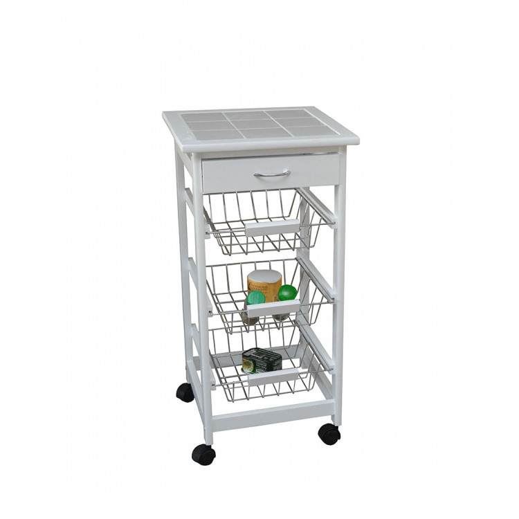 Desserte de cuisine blanche style campagne 37 cm Caravel