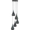 Suspension industrielle en métal noir rouillé 5 x Ø 15 cm Puerto