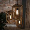 Suspension contemporaine en bois de manguier 3 lampes étagées Rudy