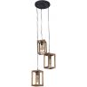 Suspension contemporaine en bois de manguier 3 lampes étagées Rudy