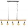 Suspension contemporaine en bois de manguier 5 lampes Jobi