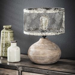 Lampe de table vintage en métal et bois gris Ø 31 cm Arielle