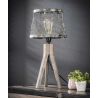 Lampe de table vintage en bois massif et métal gris Fabian