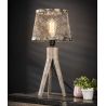 Lampe de table vintage en bois massif et métal gris Fabian